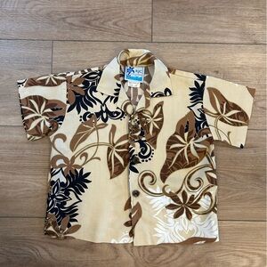 RJC Made in Hawaii 24M Rayon Hawaiian‎ Aloha Shirt Brown Tan Tropical